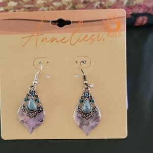 Silver and Blue Teardrop Earrings